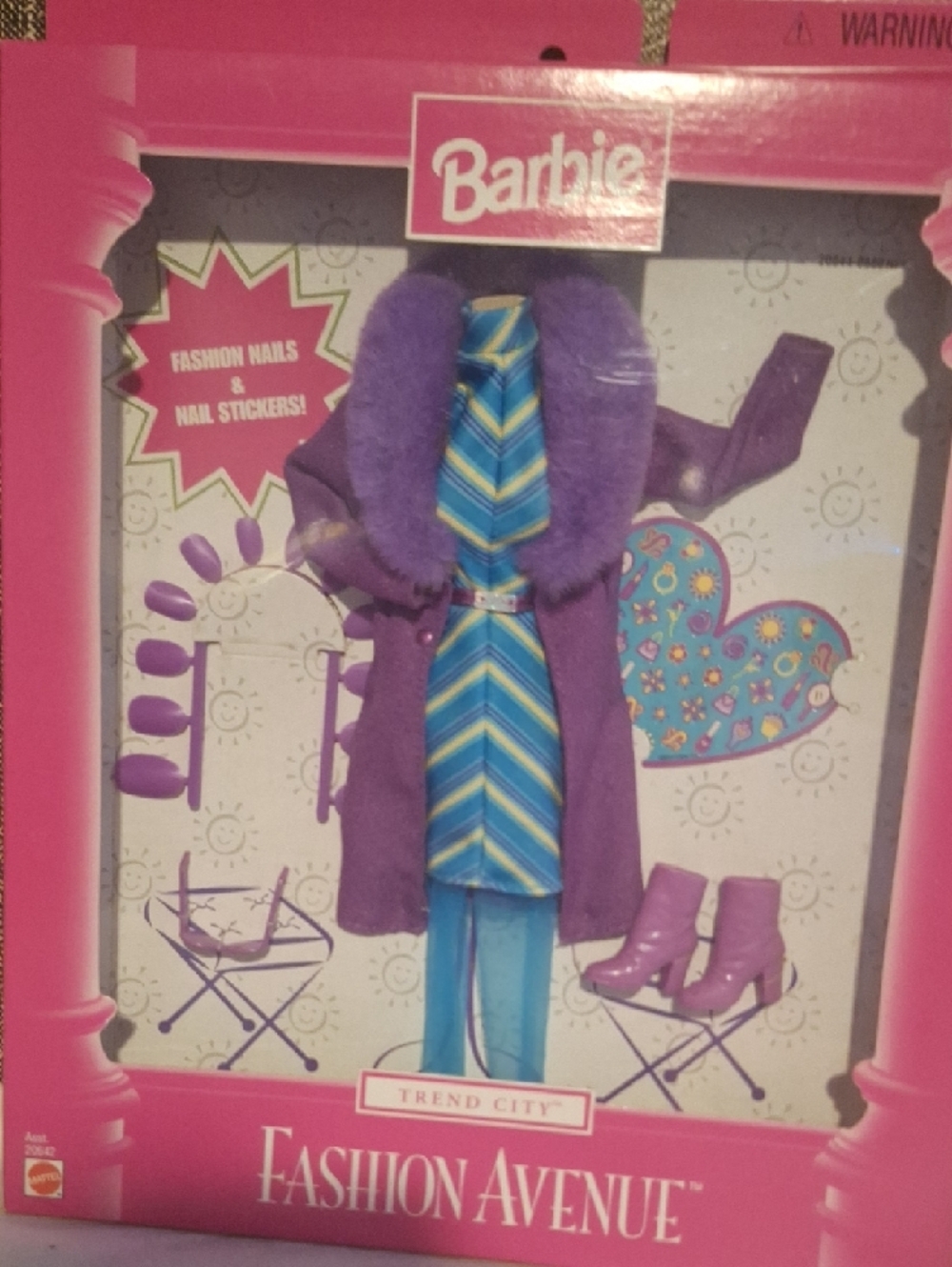 Vintage Barbie Trend City Purple Coat Blue Striped Dress Fashion Avenue Outfit